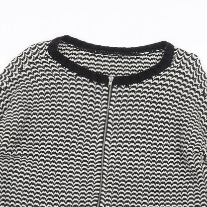 New Look Womens Multicoloured Round Neck Acrylic Full Zip Jumper Size 14