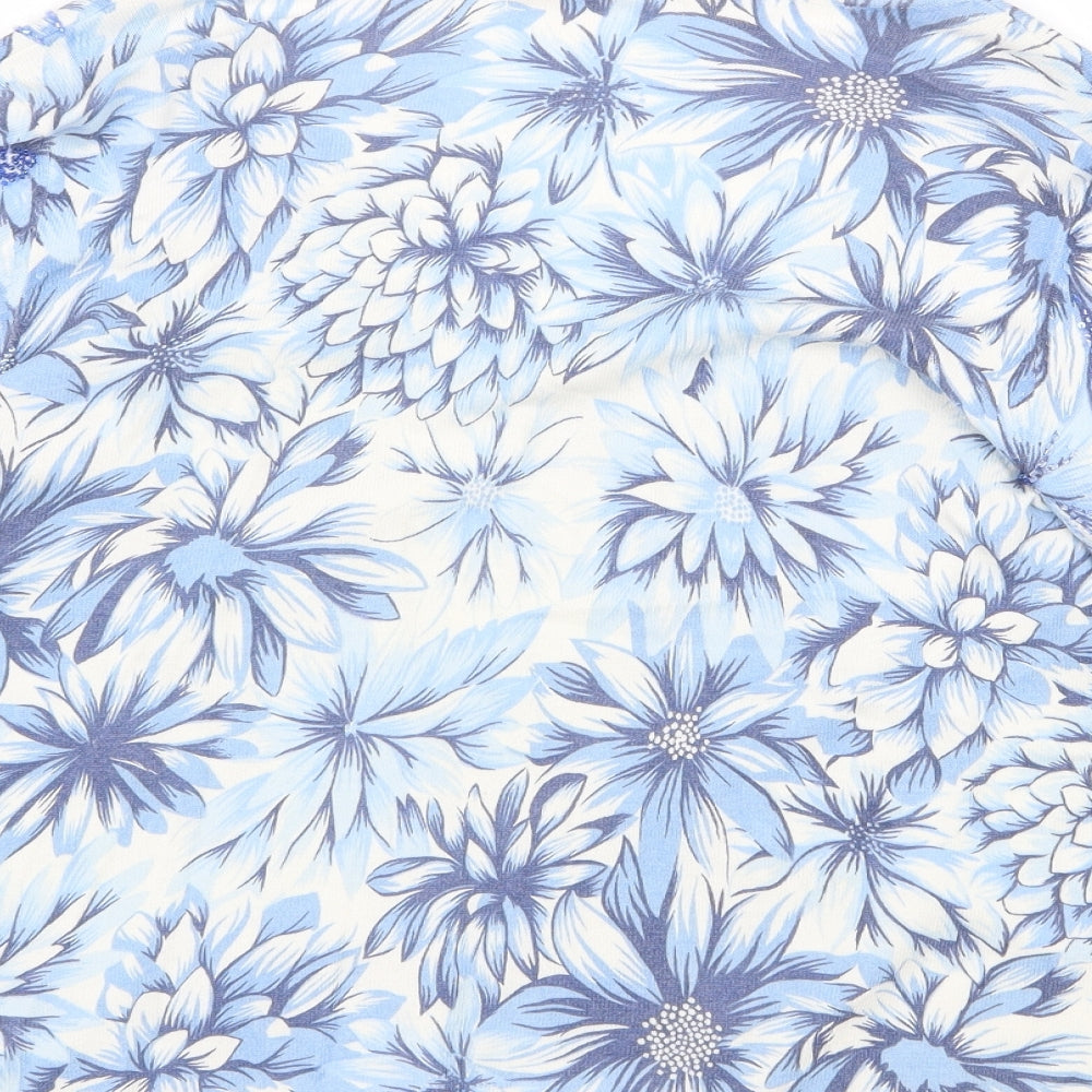Kaliko Womens Blue V-Neck Floral Viscose Pullover Jumper Size 14