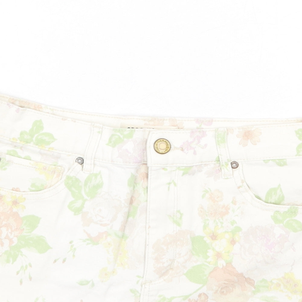 GRG Denim Womens Multicoloured Floral Cotton Hot Pants Shorts Size 30 in Regular Zip