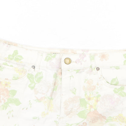 GRG Denim Womens Multicoloured Floral Cotton Hot Pants Shorts Size 30 in Regular Zip