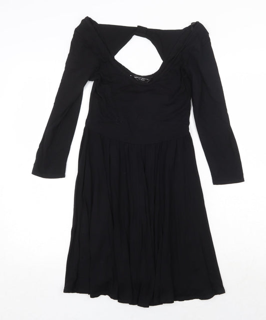 Dorothy Perkins Womens Black Viscose Trapeze & Swing Size 8 Scoop Neck Pullover