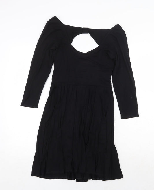 Dorothy Perkins Womens Black Viscose Trapeze & Swing Size 8 Scoop Neck Pullover