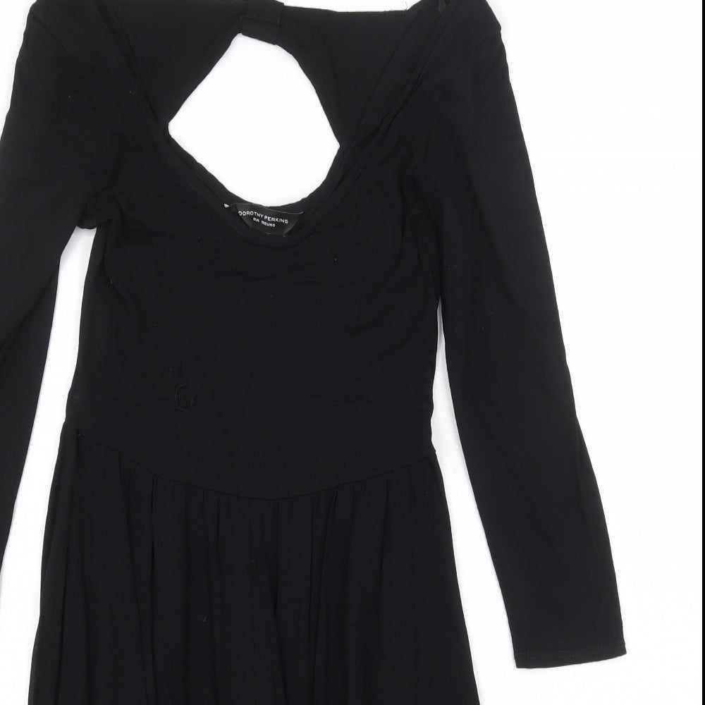 Dorothy Perkins Womens Black Viscose Trapeze & Swing Size 8 Scoop Neck Pullover