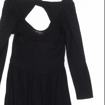 Dorothy Perkins Womens Black Viscose Trapeze & Swing Size 8 Scoop Neck Pullover