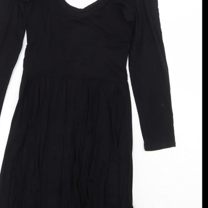 Dorothy Perkins Womens Black Viscose Trapeze & Swing Size 8 Scoop Neck Pullover