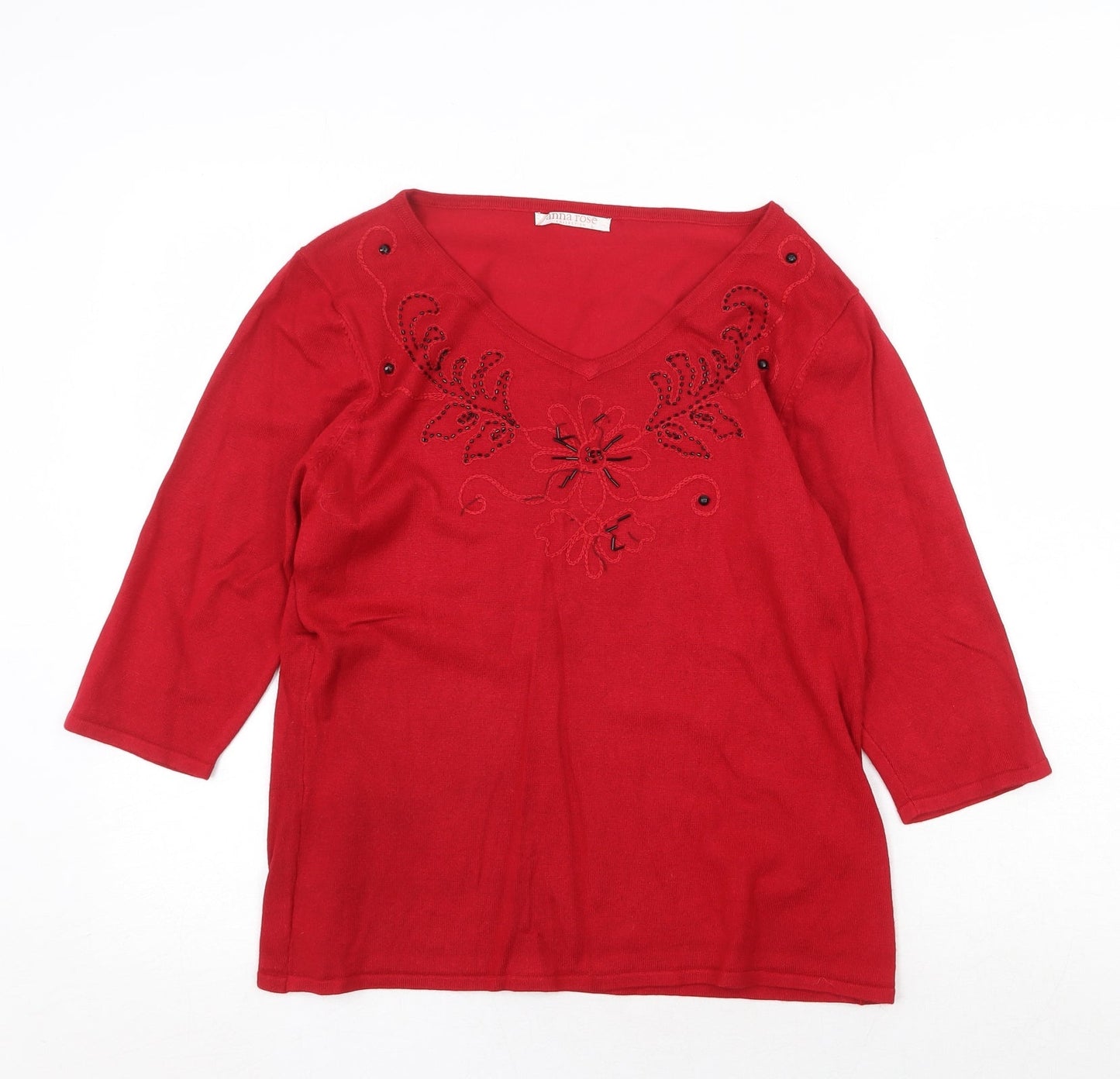 Womens UK Size L Anna Rose Red Pullover Jumper