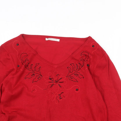 Womens UK Size L Anna Rose Red Pullover Jumper