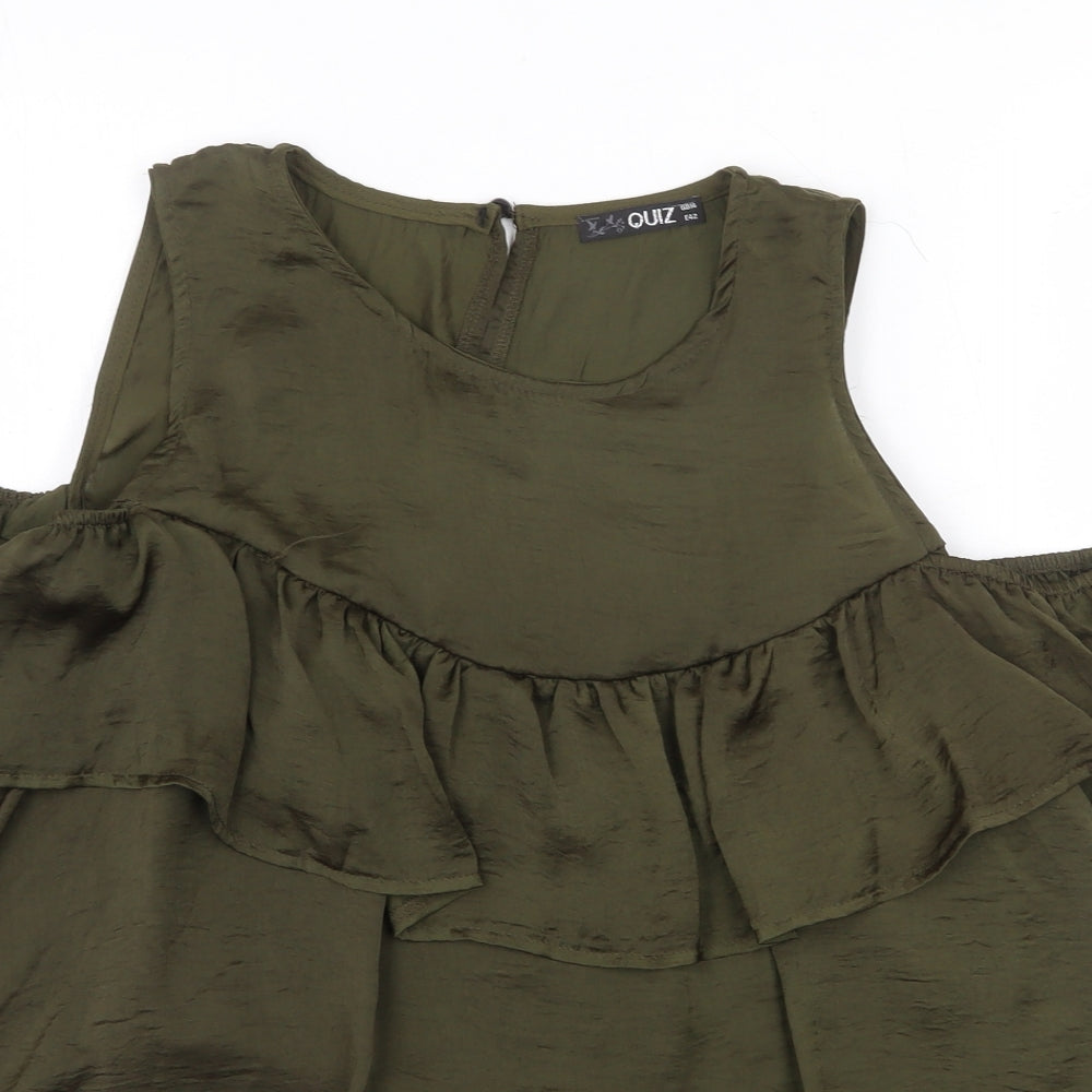 Quiz Womens Green Polyester Basic Tank Size 14 Round Neck