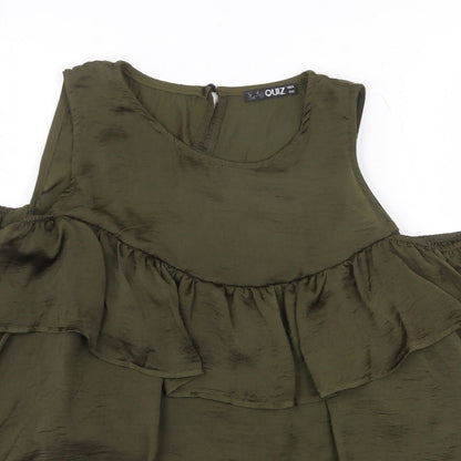 Quiz Womens Green Polyester Basic Tank Size 14 Round Neck