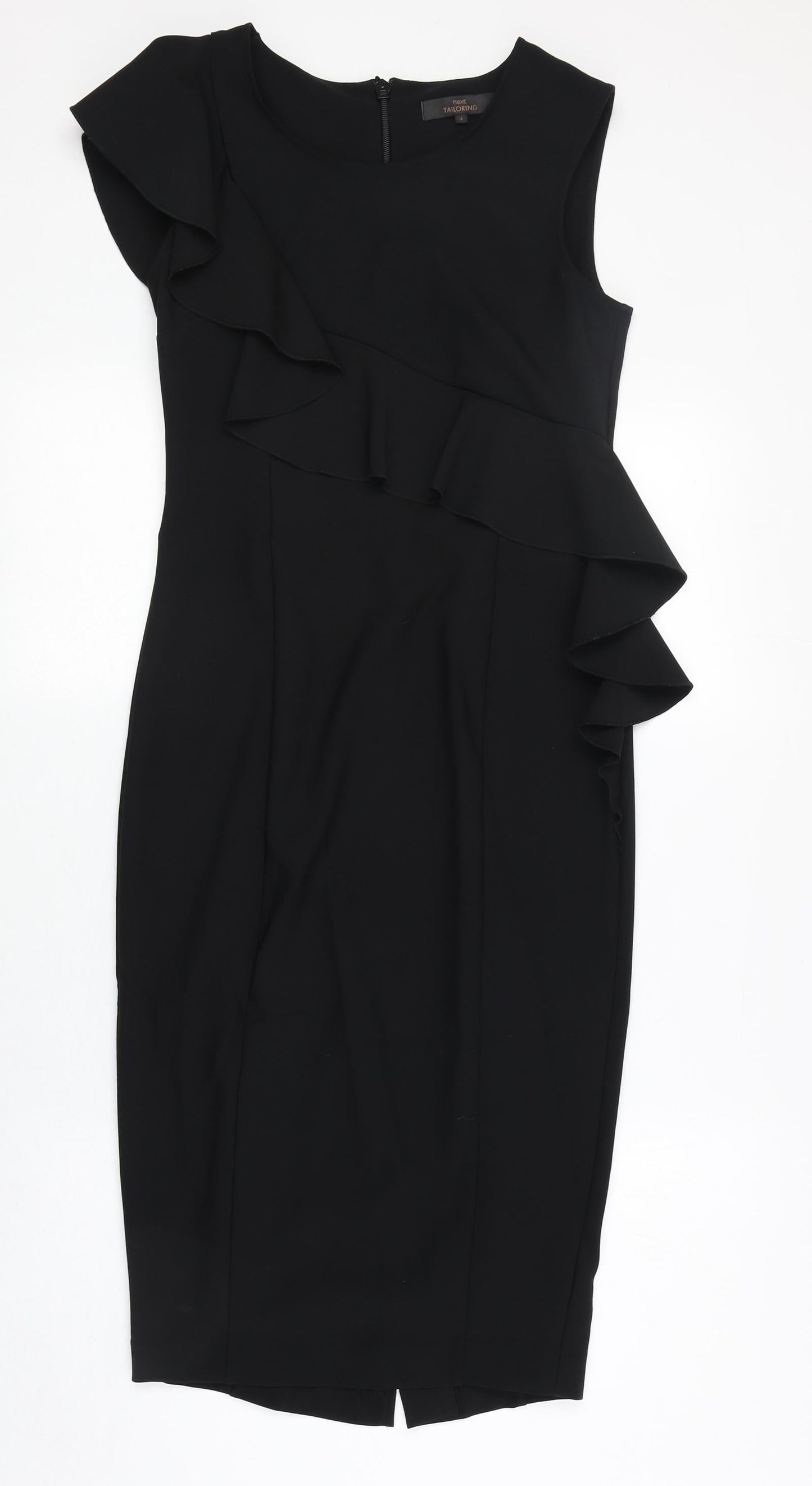 NEXT Womens Black Polyester A-Line Size 6 Round Neck Zip