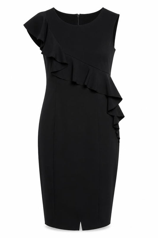 NEXT Womens Black Polyester A-Line Size 6 Round Neck Zip