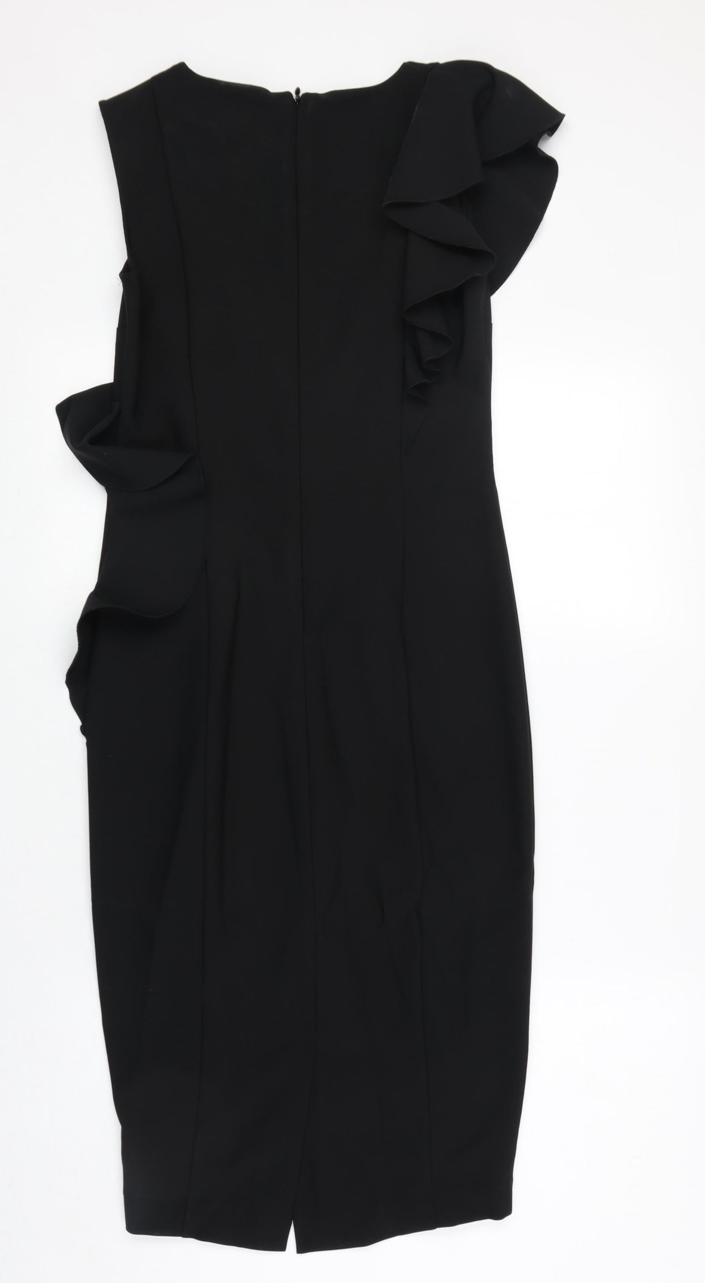 NEXT Womens Black Polyester A-Line Size 6 Round Neck Zip