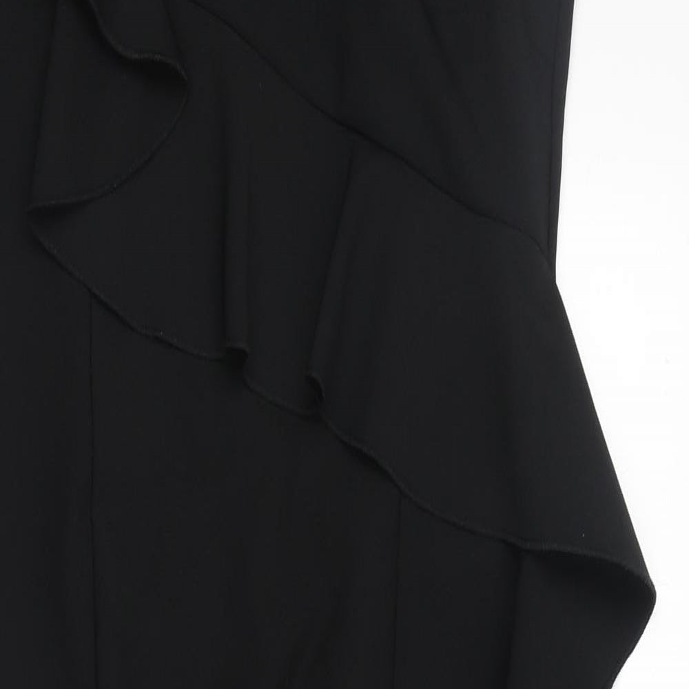 NEXT Womens Black Polyester A-Line Size 6 Round Neck Zip