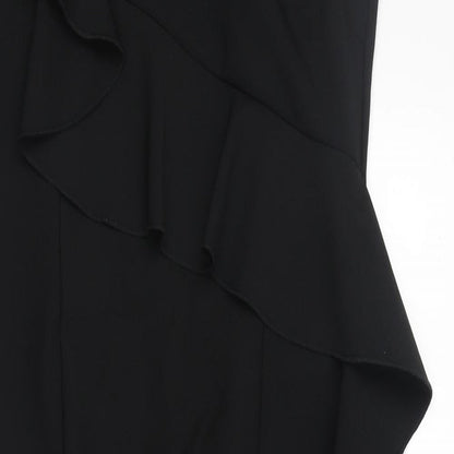 NEXT Womens Black Polyester A-Line Size 6 Round Neck Zip