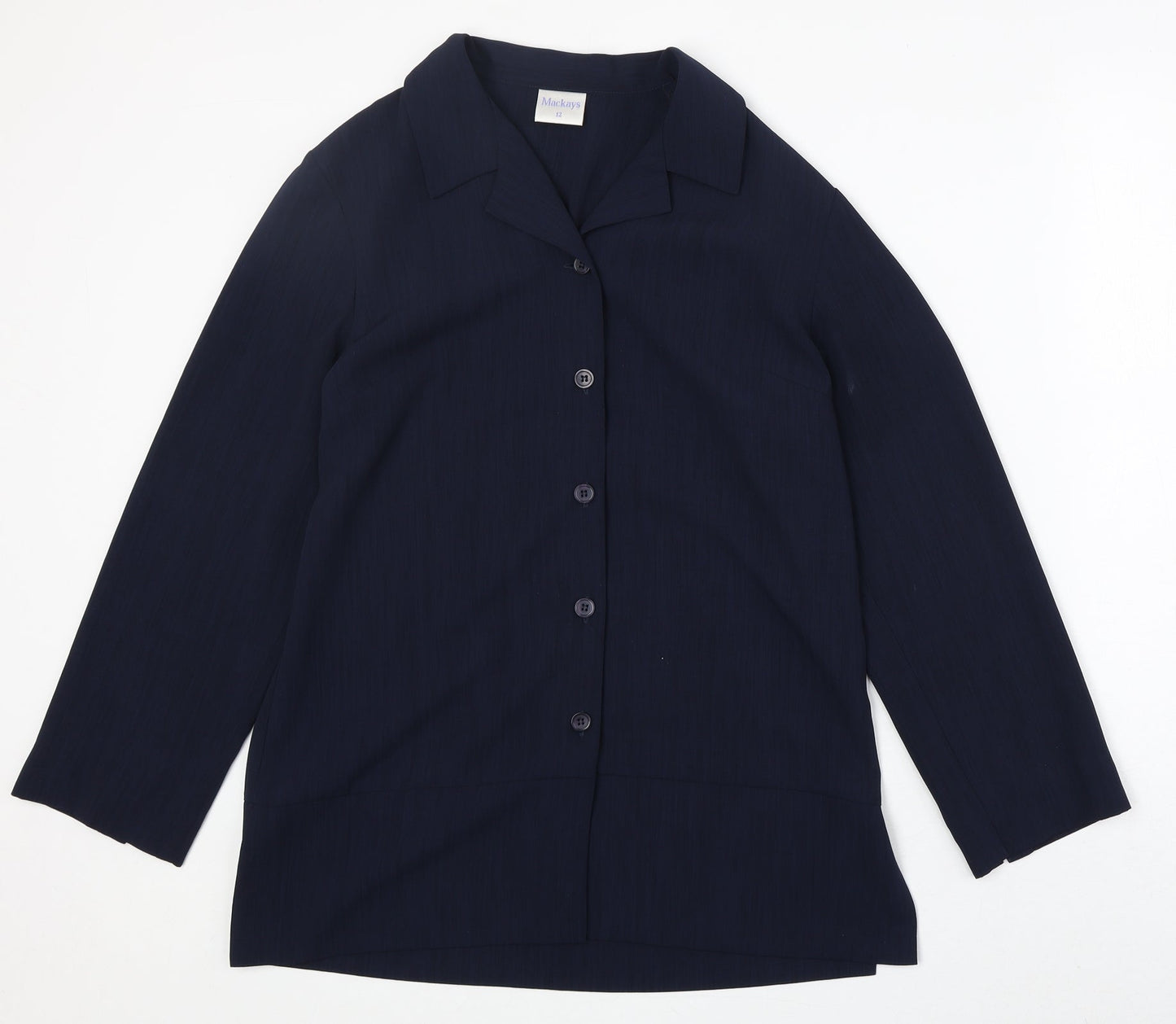 Womens UK Size 12 Mackays Blue Basic Button-Up