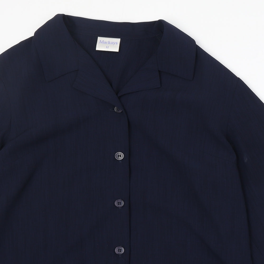 Womens UK Size 12 Mackays Blue Basic Button-Up