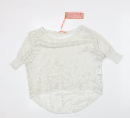 Novo Style Womens Ivory Round Neck Cotton Pullover Jumper Size 10