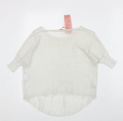 Novo Style Womens Ivory Round Neck Cotton Pullover Jumper Size 10