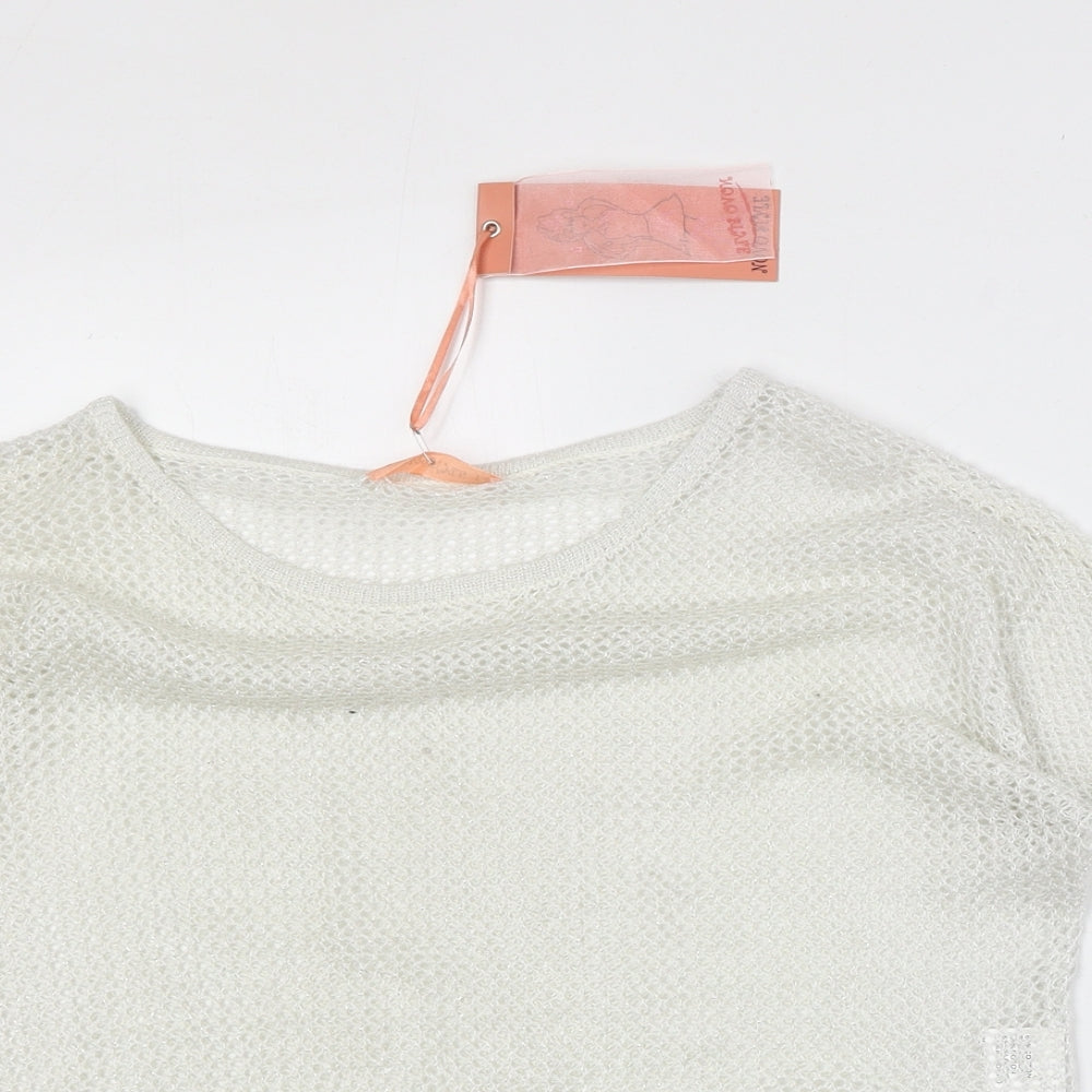 Novo Style Womens Ivory Round Neck Cotton Pullover Jumper Size 10