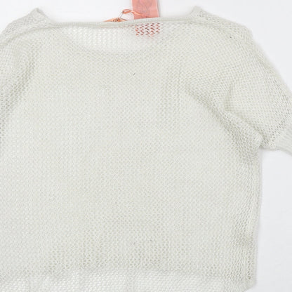Novo Style Womens Ivory Round Neck Cotton Pullover Jumper Size 10