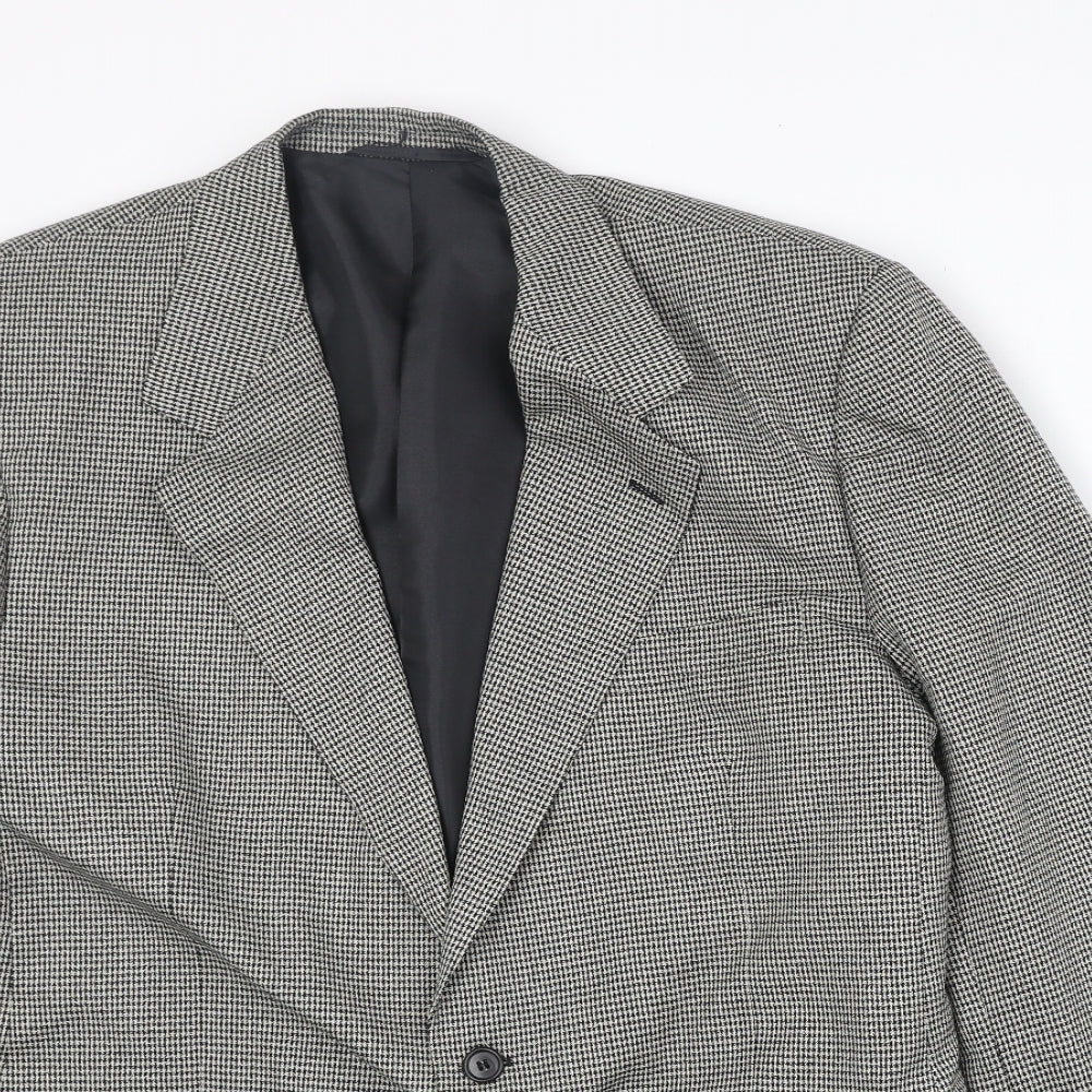 Avenue Mens Grey Geometric Polyester Jacket Suit Jacket Size 42 Regular