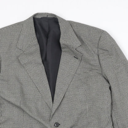 Avenue Mens Grey Geometric Polyester Jacket Suit Jacket Size 42 Regular