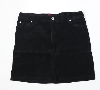Betty Womens Black Cotton A-Line Skirt Size 12 Zip
