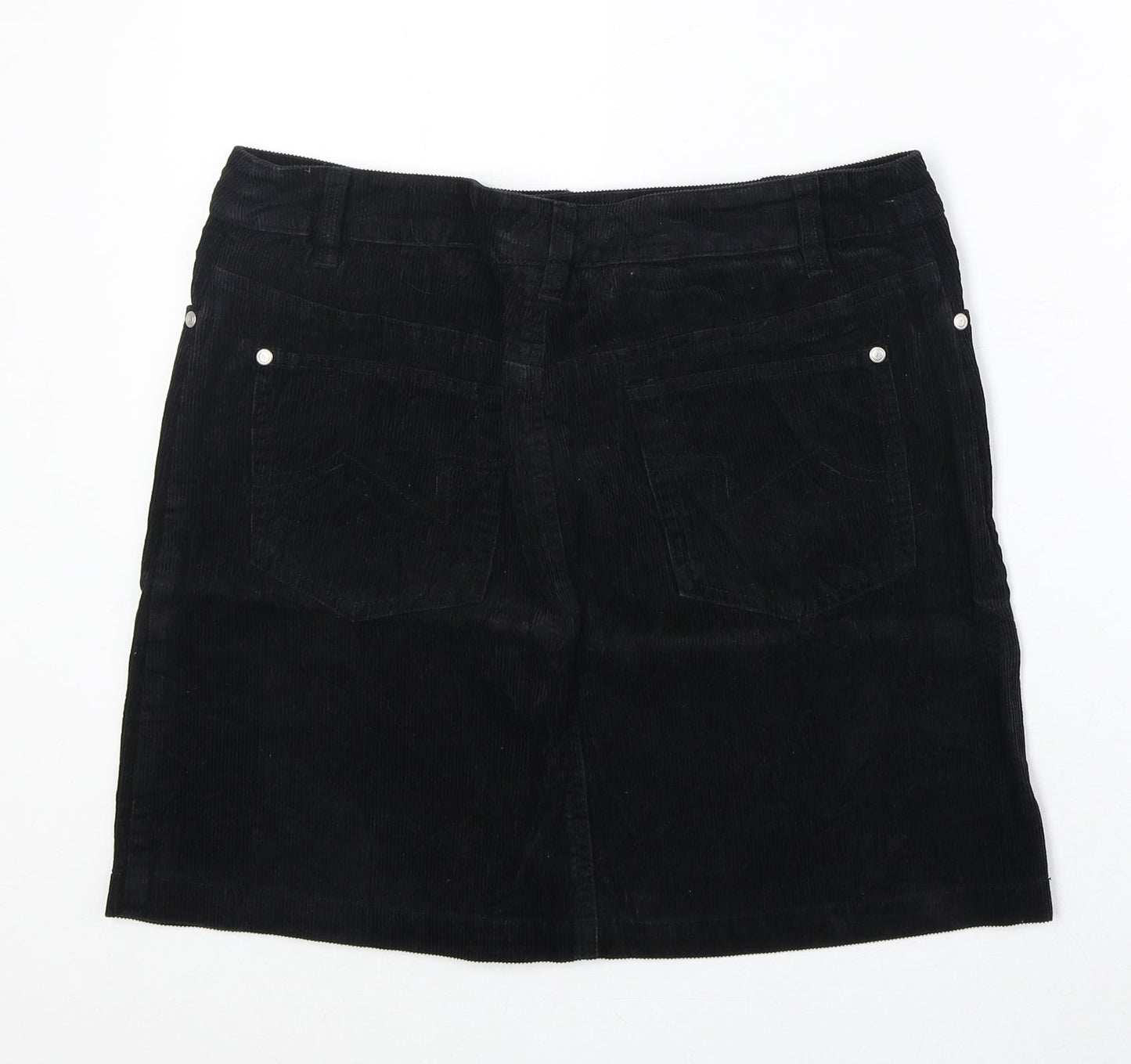 Betty Womens Black Cotton A-Line Skirt Size 12 Zip