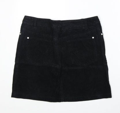 Betty Womens Black Cotton A-Line Skirt Size 12 Zip