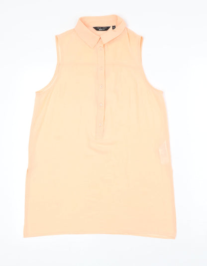 New Look Girls Pink Polyester Basic Tank Size 13 Years Collared Button