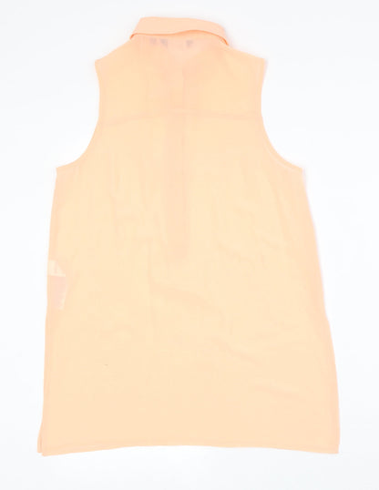 New Look Girls Pink Polyester Basic Tank Size 13 Years Collared Button
