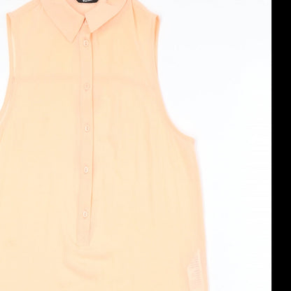New Look Girls Pink Polyester Basic Tank Size 13 Years Collared Button