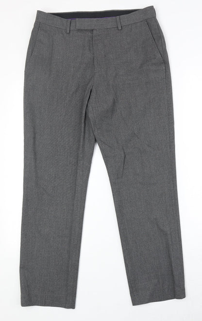 Burton Mens Grey Polyester Dress Pants Trousers Size 32 in Regular Zip