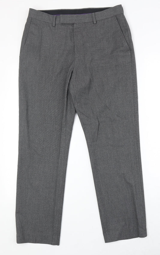 Burton Mens Grey Polyester Dress Pants Trousers Size 32 in Regular Zip