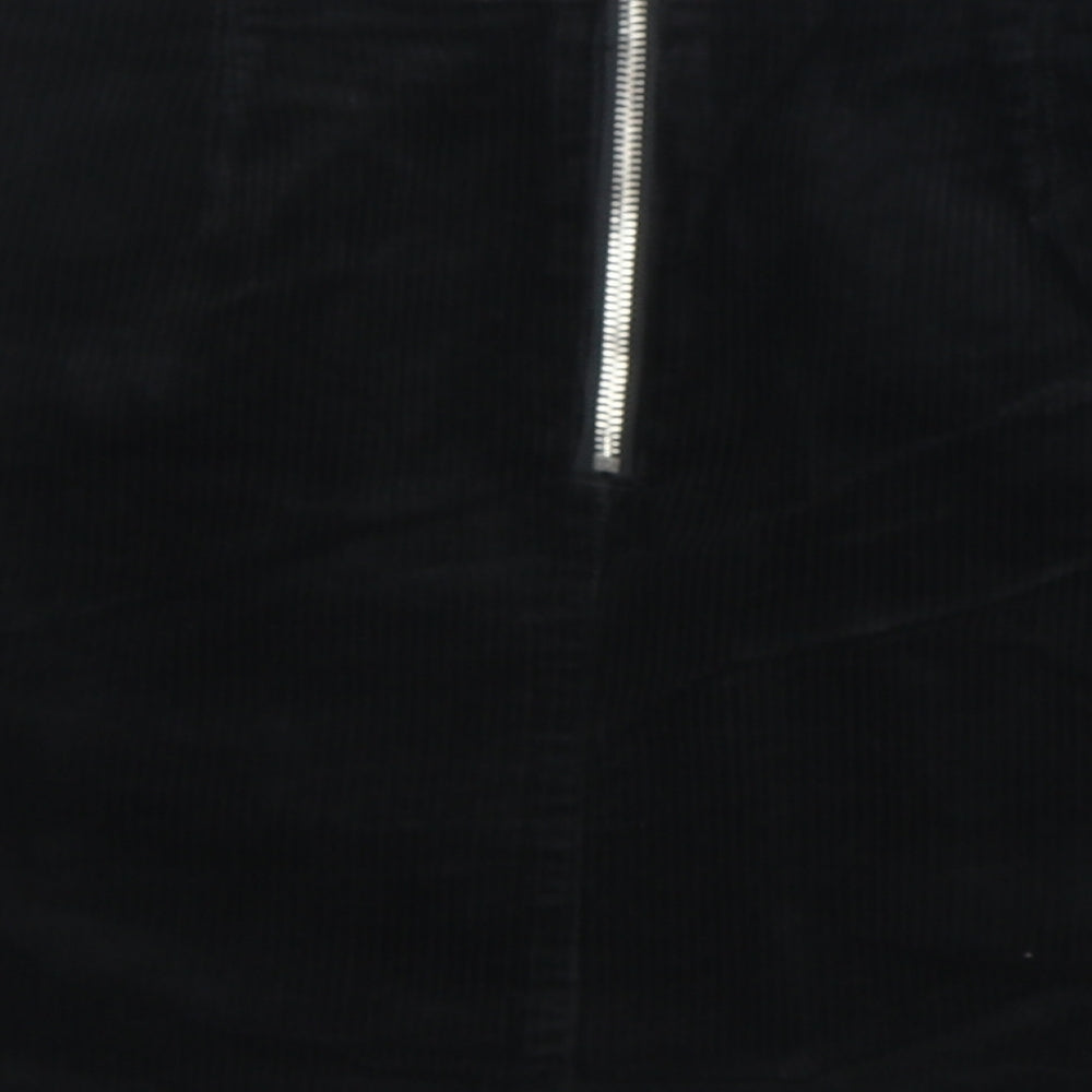 New Look Womens Black Cotton A-Line Skirt Size 10 Zip