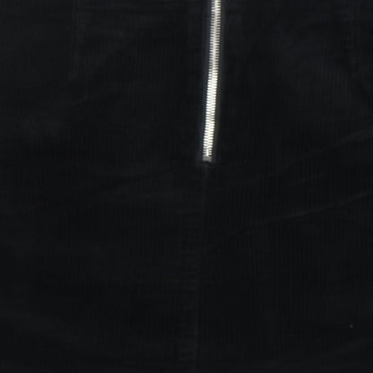 New Look Womens Black Cotton A-Line Skirt Size 10 Zip