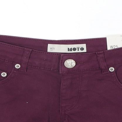 Topshop Womens Purple Cotton Cut-Off Shorts Size 25 in Regular Zip