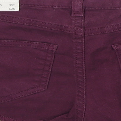 Topshop Womens Purple Cotton Cut-Off Shorts Size 25 in Regular Zip