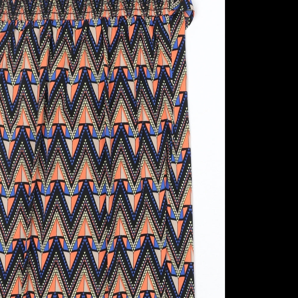 Original Womens Multicoloured Geometric Polyester Tank Dress Size 10 V-Neck Pullover