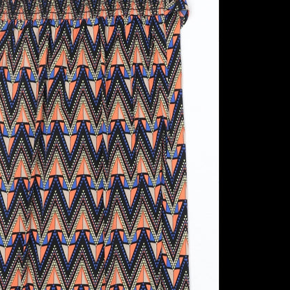Original Womens Multicoloured Geometric Polyester Tank Dress Size 10 V-Neck Pullover