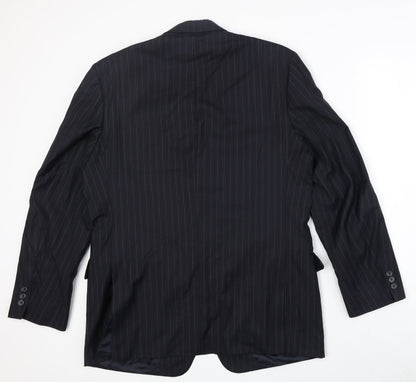 Beale & Inman Mens Blue Striped Wool Jacket Suit Jacket Size 42 Regular