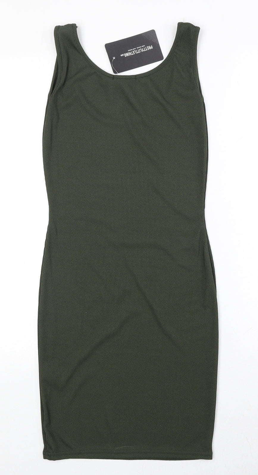 PRETTYLITTLETHING Womens Green Polyester Bodycon Size 8 Round Neck Pullover