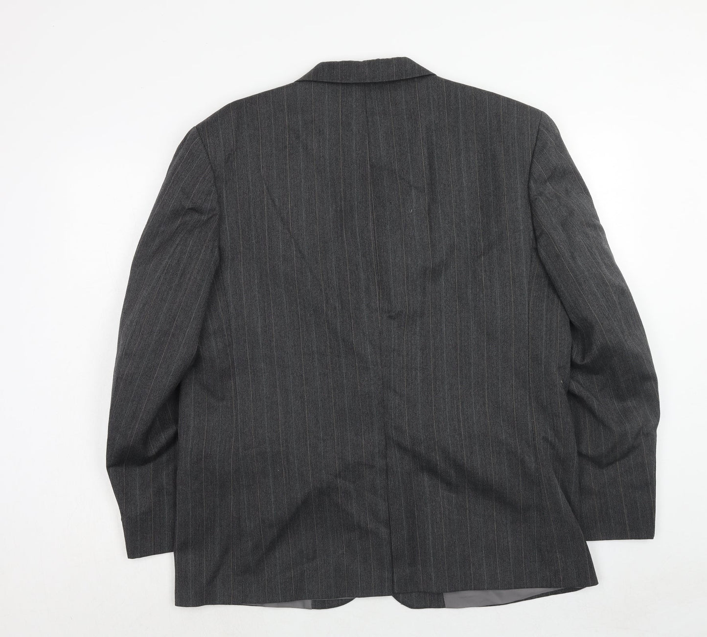 Hand Grade Mens Grey Striped Polyester Jacket Suit Jacket Size 42 Regular