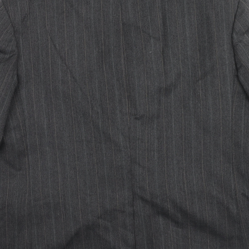 Hand Grade Mens Grey Striped Polyester Jacket Suit Jacket Size 42 Regular