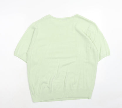 Damart Womens Green Round Neck Acrylic Pullover Jumper Size 16 - Size 16-18
