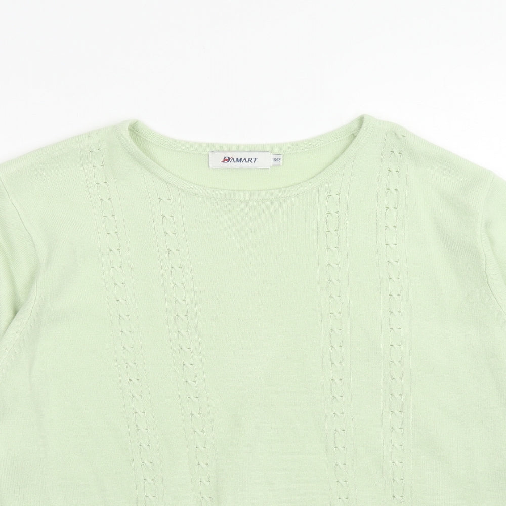 Damart Womens Green Round Neck Acrylic Pullover Jumper Size 16 - Size 16-18