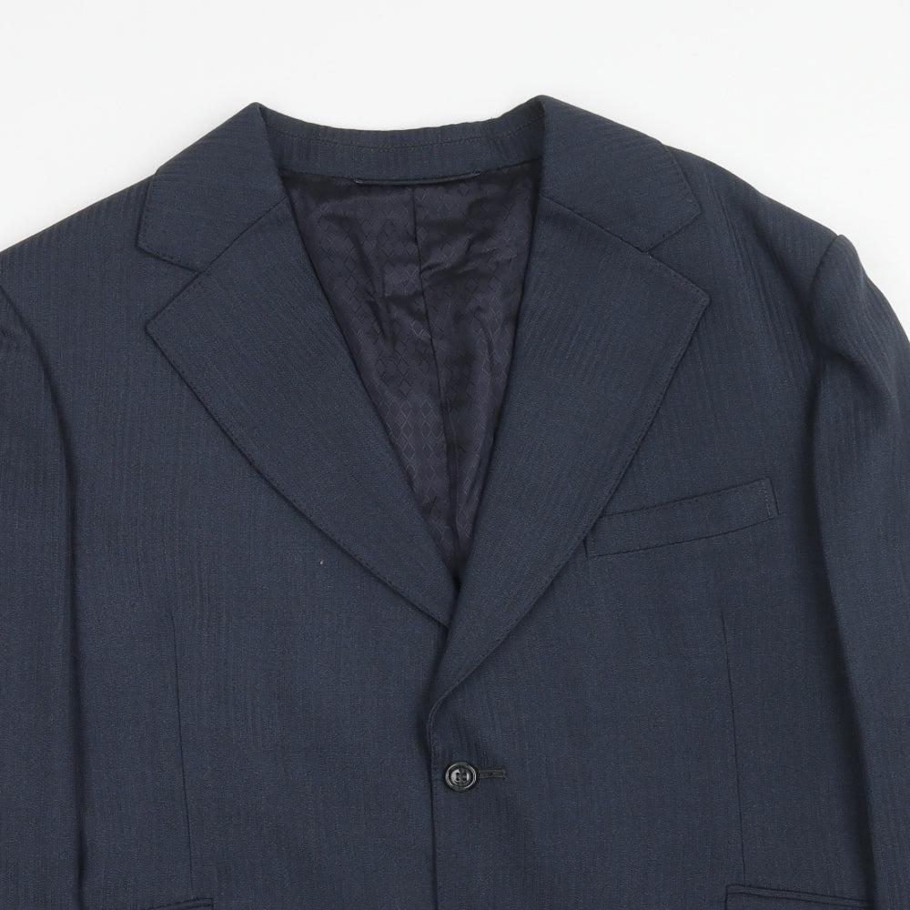 Mens UK Size 38 Terylene Regular Blue Suit Jacket