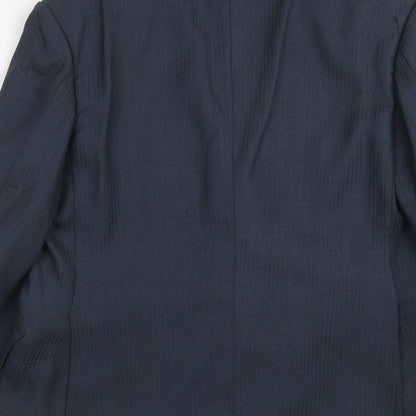 Mens UK Size 38 Terylene Regular Blue Suit Jacket