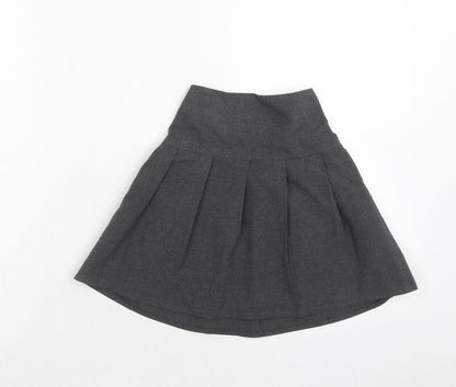 Marks and Spencer Girls Grey Polyester Flare Skirt Size 5-6 Years Regular Pull On