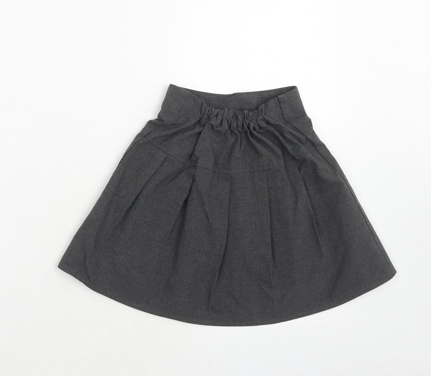 Marks and Spencer Girls Grey Polyester Flare Skirt Size 5-6 Years Regular Pull On